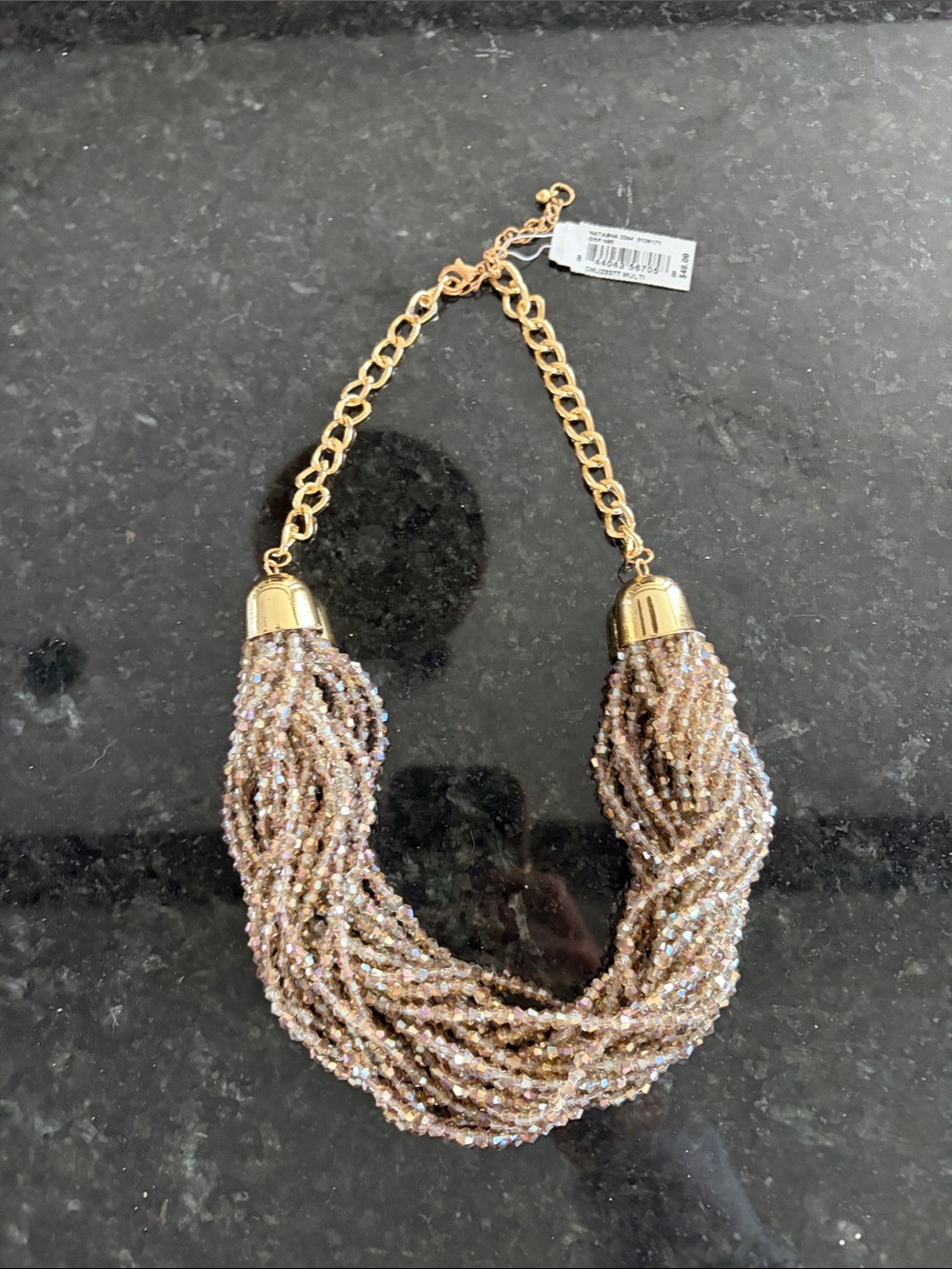 Natasha Couture Gold-Tone Multi-Strand Beaded Necklace - Pink Champagne